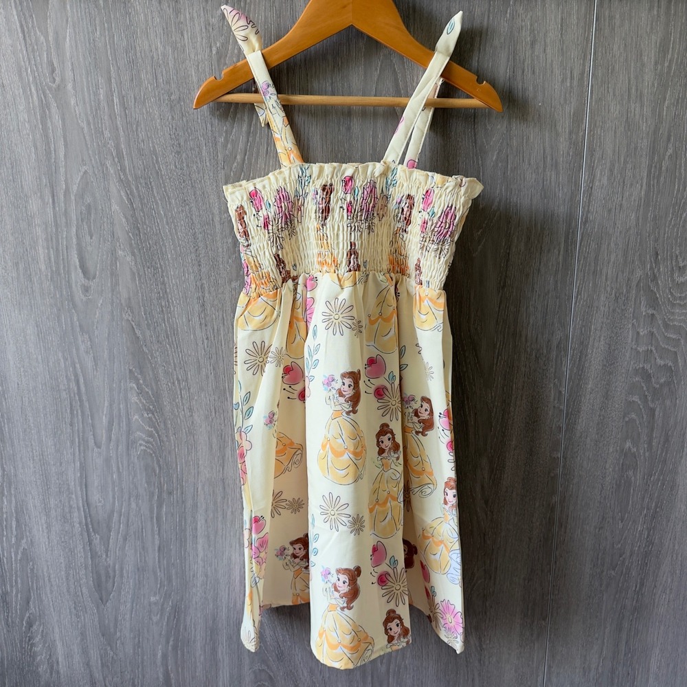 PatPat Disney Belle Smocked Dress Girl 5-6Y Yellow Floral Princesscore NWT - Picture 5 of 7